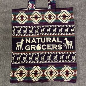 Handcrafted Natural Grocers Ecuadorian Tote Bag Llama Alpaca Wool‎